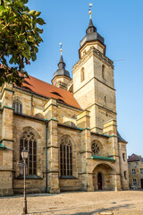 Obraz premium View at the Church of Holy Trinity in the streets of Bayreuth - Germany