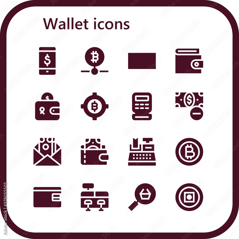 Sticker Modern Simple Set of wallet Vector filled Icons