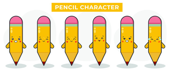 Cute Book Pencil With Various Expression