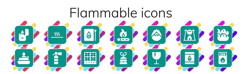flammable icon set