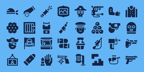 Modern Simple Set of gun Vector filled Icons