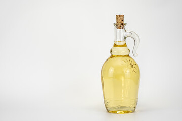 Glass oil pod on a white background