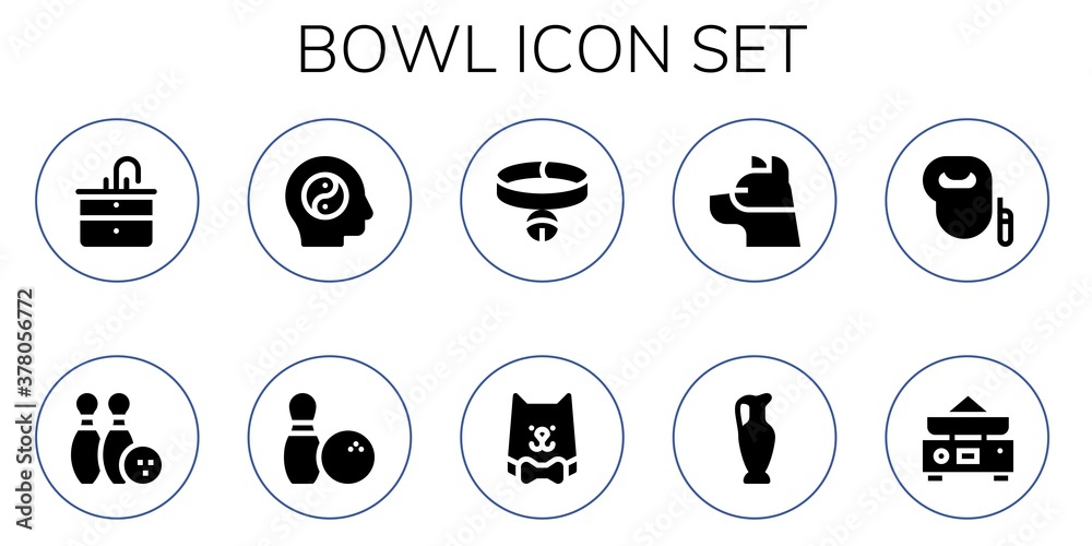 Wall mural bowl icon set