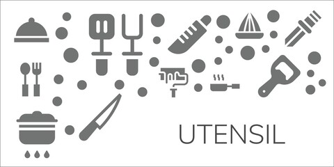 Fototapeta na wymiar Modern Simple Set of utensil Vector filled Icons