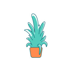 Indoor plant flat color vector object. Tropical greenery for house decoration. Sprout with leaves. Potted office greenery isolated cartoon illustration for web graphic design and animation