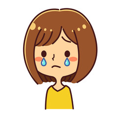 女性　泣く　悲しい　斜め　イラスト