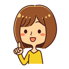 女性　指差し　案内　斜め　イラスト
