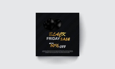Black Friday sale banner design, special offers, and discounts, Black Friday dark background golden text