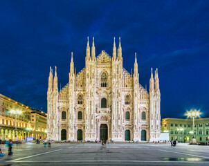 Fototapeta na wymiar Duomo of Milan, One of the most famous cathedral all around the world. Gothic style architecture.