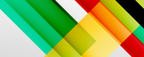 Geometric abstract backgrounds with shadow lines, modern forms, rectangles, squares and fluid gradients. Bright colorful stripes cool backdrops