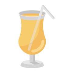 
Pina colada glass with straw, icon 

