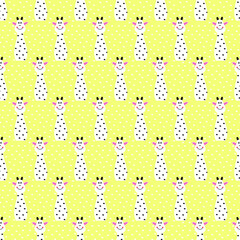 white cow with yellow background seamless repeat pattern
