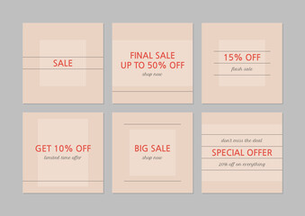 Sale banners templates. Social media pack. Vector backgrounds
