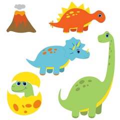 Fototapeta na wymiar set of cute dinosaurs, cartoon baby dino vector illustration 