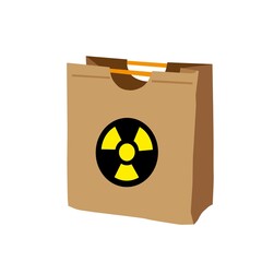 bag and nuclear, white background color illustration 