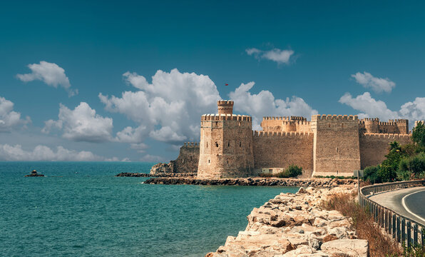 historical castle landscape view on the coast of Turkey, Mersin-Anamur