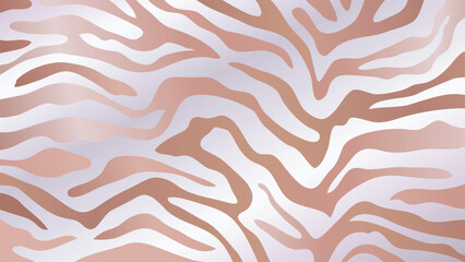 Rose Gold zebra skin background vector. Luxury gold texture with foil effect.  Animal stripes pattern wall art vector illustration. - obrazy, fototapety, plakaty