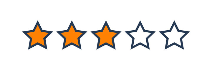 Three stars customer product rating review flat icon