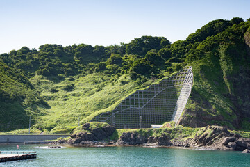 斜面の補強工事 / 北海道積丹町