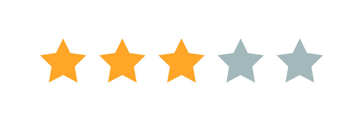 Three stars customer product rating review flat icon