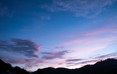Beautiful purple sunset in the sky
