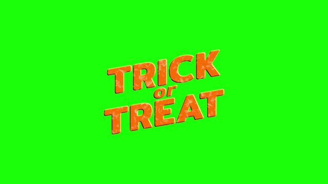 Halloween trick or treat mystical liquid text title animation on green screen background. Spooky words graphic motion in horror concept for holiday season.