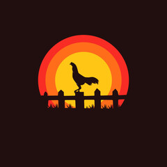 Elegant Rooster vector silhouette illustration
