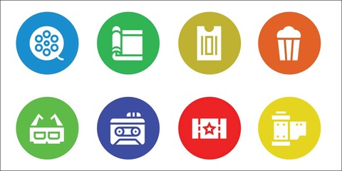 Modern Simple Set of cinema Vector filled Icons