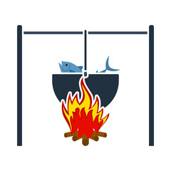 Icon Of Fire And Fishing Pot