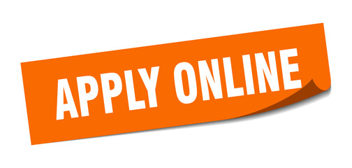 apply online sticker. square isolated label sign. peeler