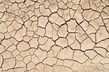 Dry lake with natural texture of cracked ground