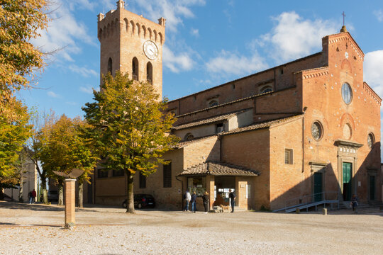 San Miniato, Italy - October 2 2018: The Cathedral of San Miniato and the Cathedral Square, on a sunny autumn day