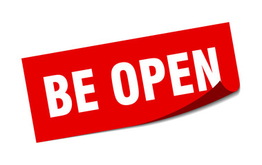 be open sticker. square isolated label sign. peeler