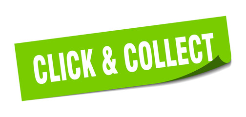 click & collect sticker. square isolated label sign. peeler