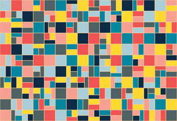 geometric funny old school childhood colors rectangulars repeatable pattern, easy outline remove	
