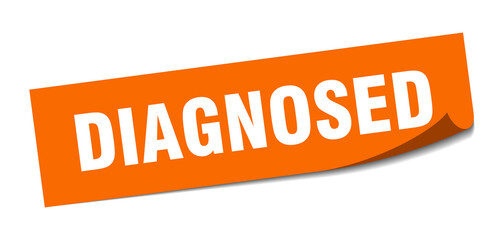 diagnosed sticker. square isolated label sign. peeler
