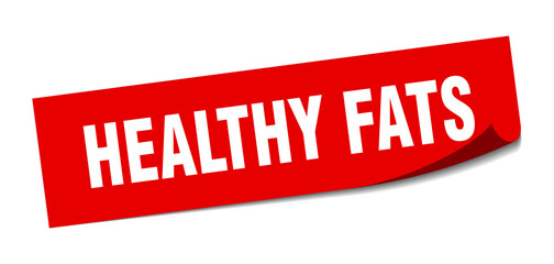 healthy fats sticker. square isolated label sign. peeler