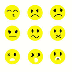Emoji icons set. Emoticon for messenger, social media, web. Flat design. Vector illustration 10
