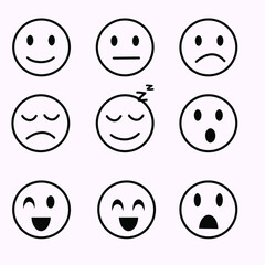 Set of smile icons. emoji. emoticons.Emoji icons set. Emoticon for messenger, social media, web. Flat design. Vector illustration