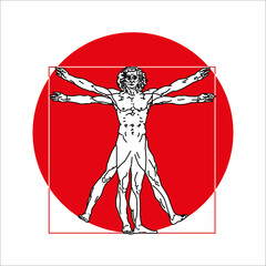 Stylized sketch of the Vitruvian man or Leonardo's man. Homo vitruviano vector illustration based on Leonardo da Vinci artwork2