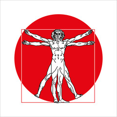 Stylized sketch of the Vitruvian man or Leonardo's man. Homo vitruviano vector illustration based on Leonardo da Vinci artwork2