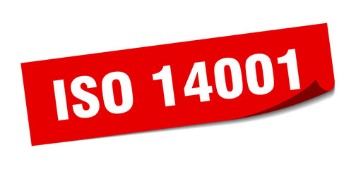 iso 14001 sticker. square isolated label sign. peeler