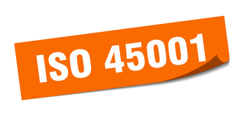 iso 45001 sticker. square isolated label sign. peeler