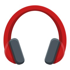 Red headset icon. Cartoon of red headset vector icon for web design isolated on white background