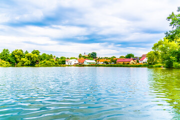 Rural pond in the village of Borotin, Southern Bohemia, Czech Republic