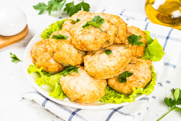 Chicken cutlet in the plate.