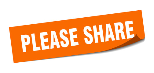 please share sticker. square isolated label sign. peeler