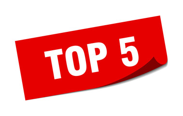top 5 sticker. square isolated label sign. peeler