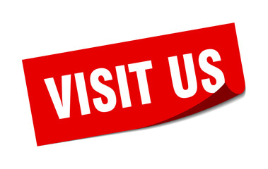 visit us sticker. square isolated label sign. peeler