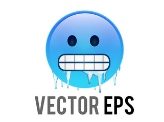 Vector gradient blue cold, freezing face emoji icon with gritted teeth